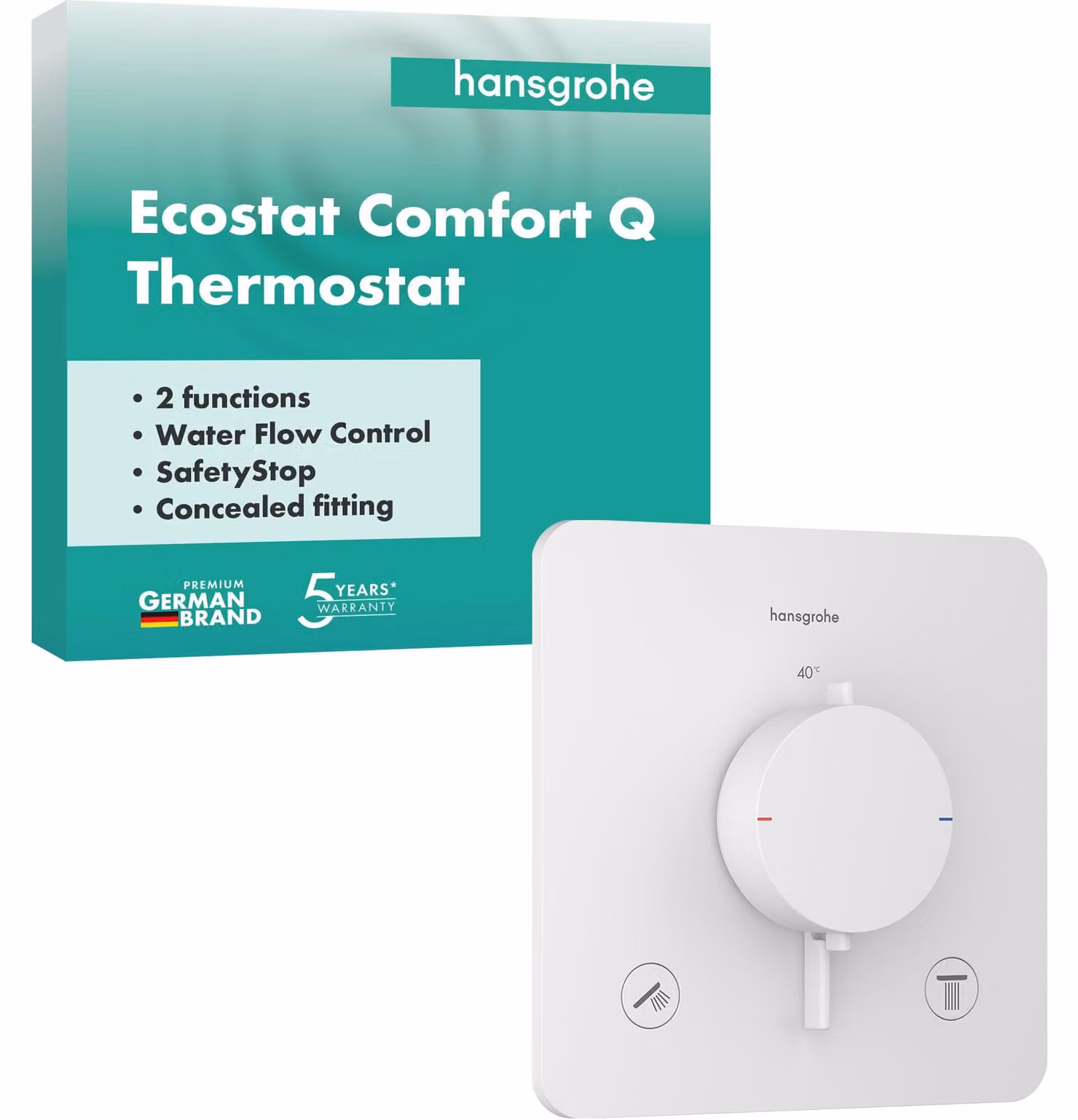Termostato da incasso Ecostat Comfort Q, bianco opaco, 2 funzioni