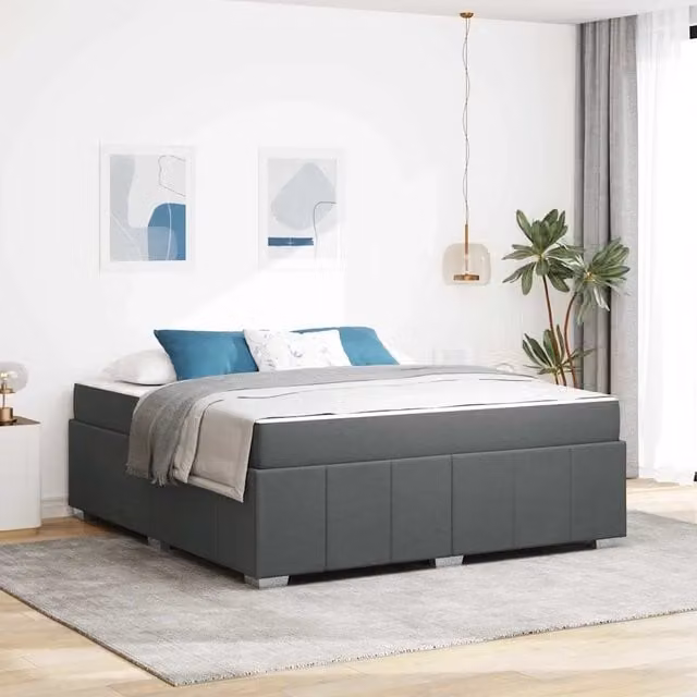 Struttura del letto imbottita vidaXL in tessuto grigio L: 180 cm, P: 200 cm, H: 66 cm