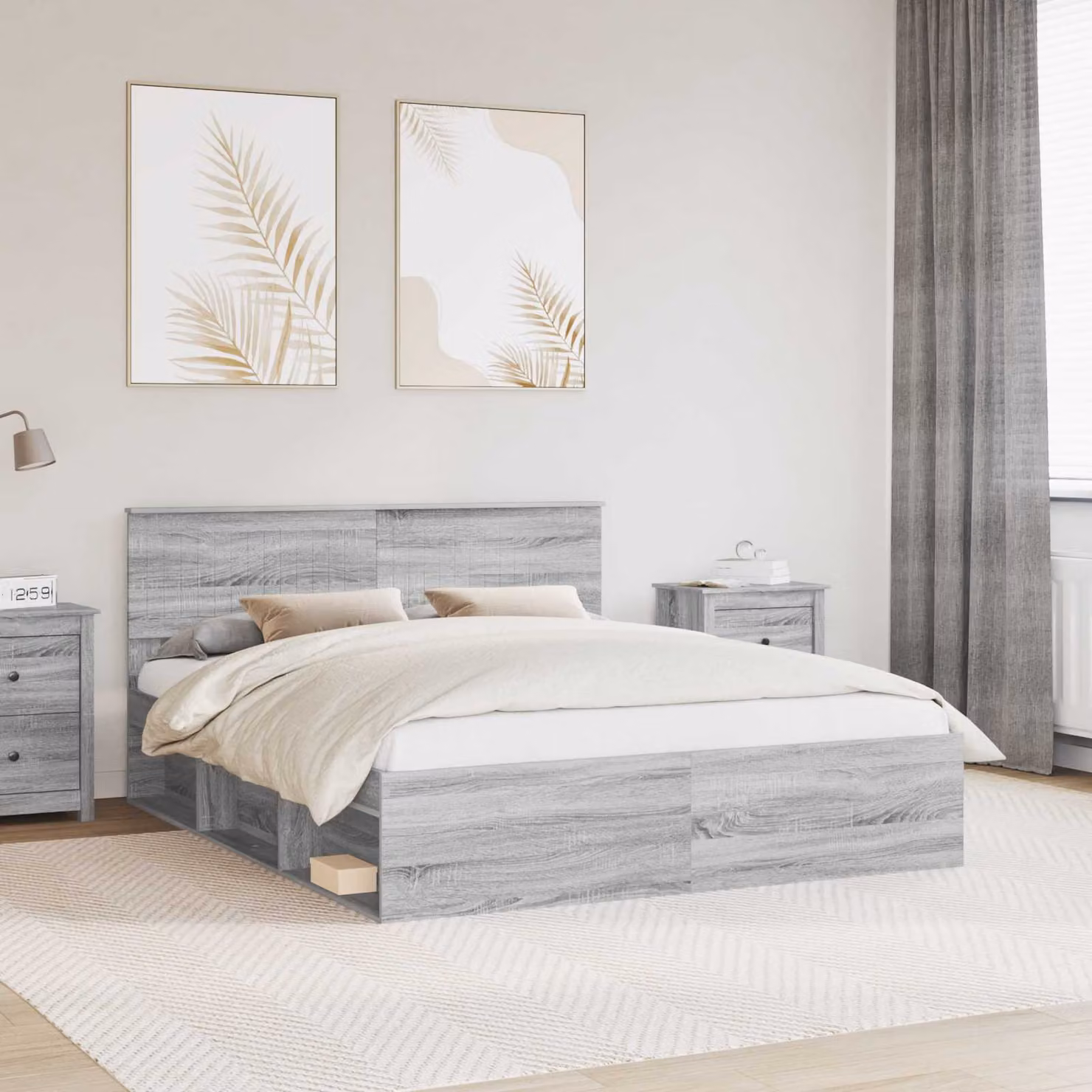 Struttura del letto vidaXL in pino massello grigio L/P/H: 200 x 160 x 90 cm – 1