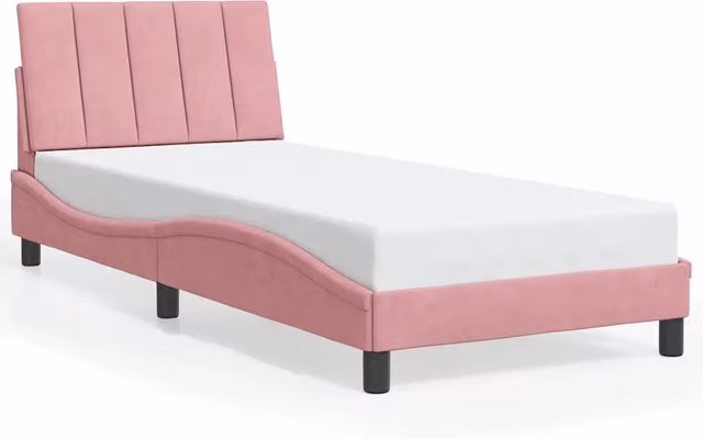Giroletto Hanko per adulti in velluto rosa con doghe in legno, L/P/H: 80 x 200 cm – 1