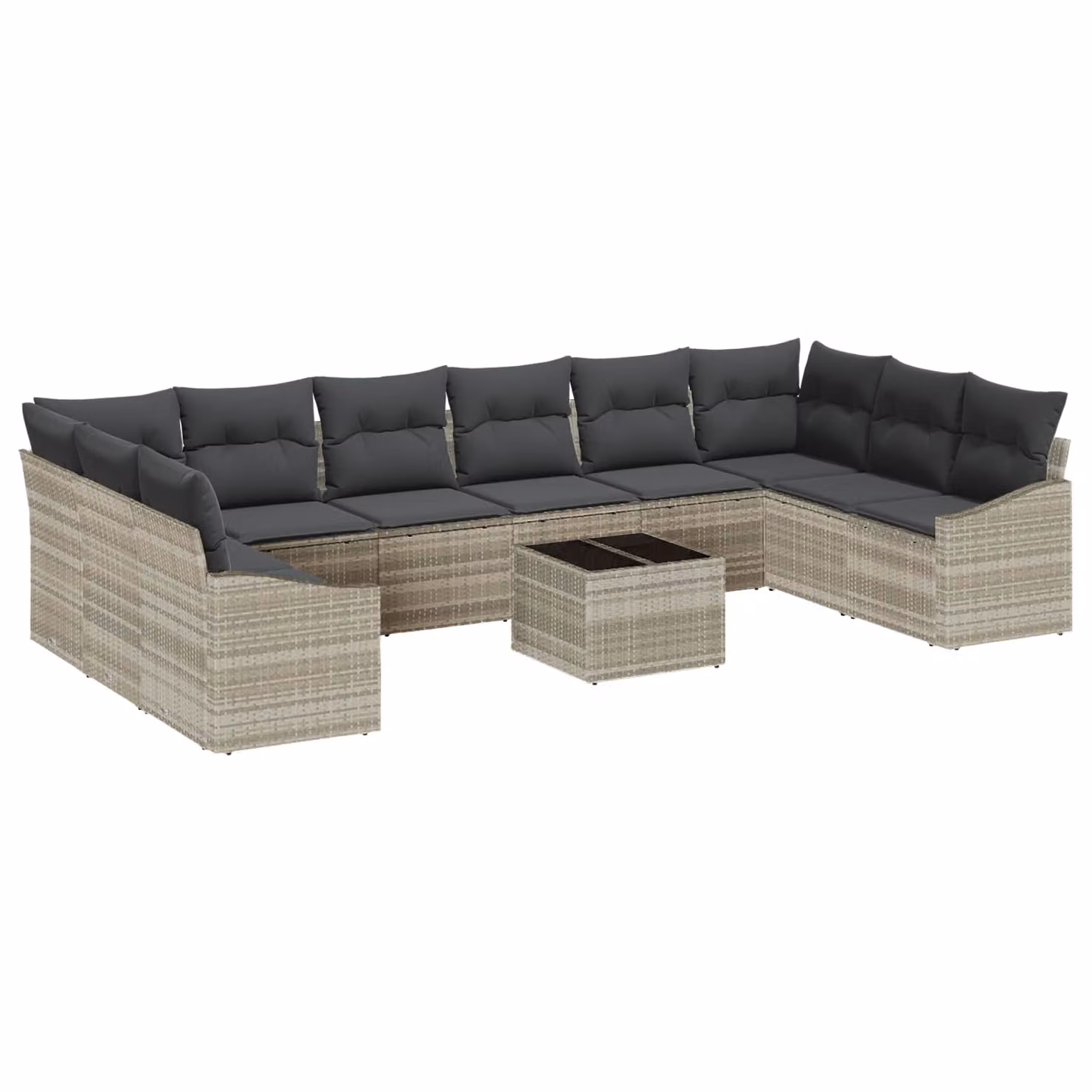 Set Divano da Giardino vidaXL in Polyrattan Grigio con Cuscini e Tavolino da Esterno – 1