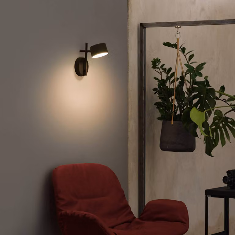 OSRAM Applique da parete a LED Decor Kyoto, dimmerabile, Nero, Soggiorno / Sala da pranzo, Alluminio, Moderno, Applique a LED
