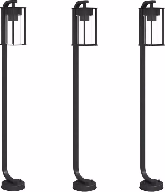 Set di 3 Lampade da Terra per Esterni Nere in Acciaio Inox e Plastica, Altezza: 100 cm, IP44, CFW9418272