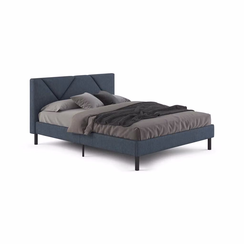 Letto matrimoniale Morpheus DMORA in tessuto blu e nero, L/P/H: 160 x 200 x 250 cm – 2