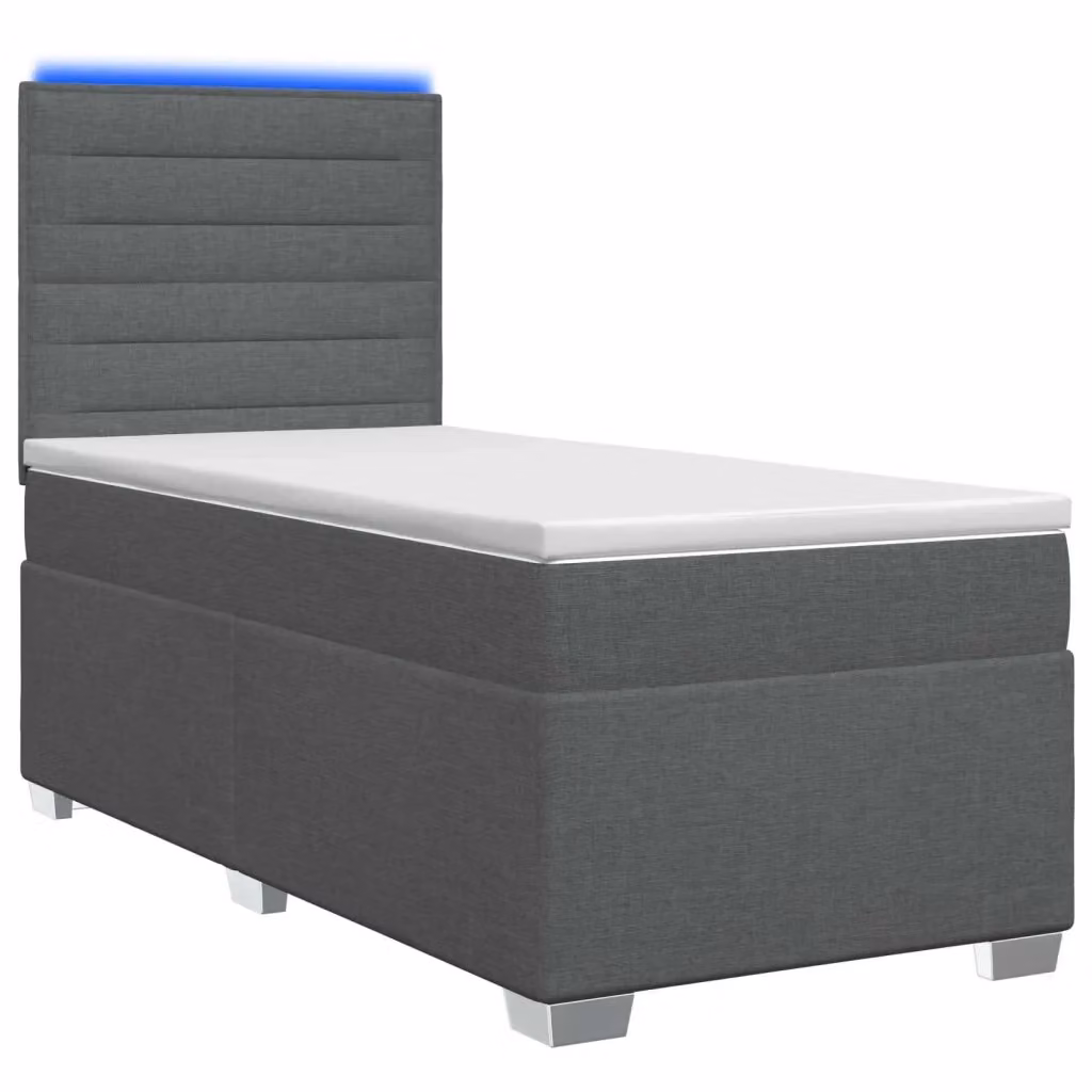 Letto box spring con materasso vidaXL in tessuto grigio con base contenitore e porta USB L: 100 cm, P: 200 cm, H: 140,5 cm – 2
