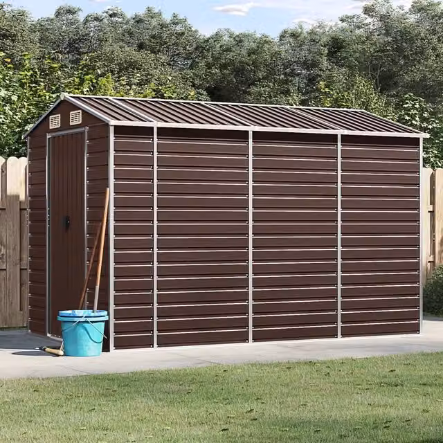 Casetta da giardino marrone 191x300x198 cm in acciaio zincato 3188266