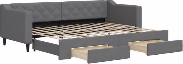 Divano letto | Sof¨¤ letto | Letto singolo Estraibile Cassetti Grigio Scuro 80x200cm Tessuto