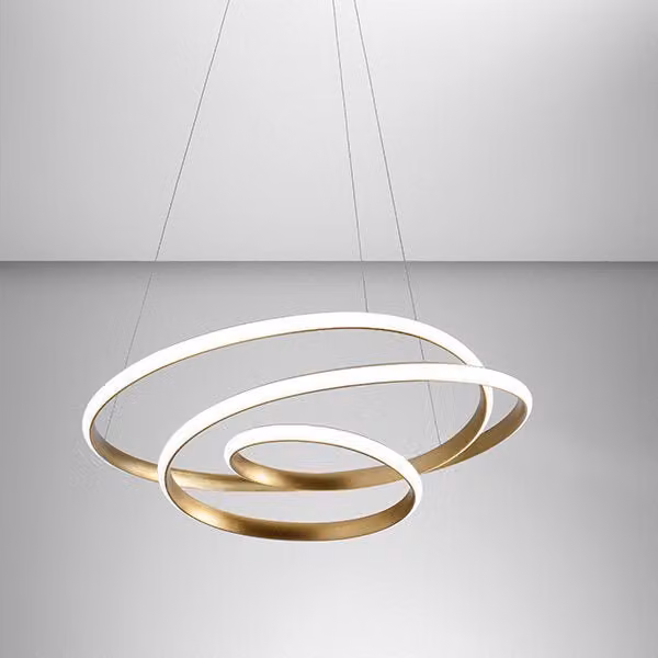 Lampada a sospensione Diva Gea Luce in alluminio Oro e Bianco, LED 42W 2400lm 3000K, Dimmerabile