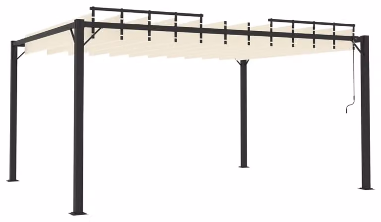 Pergola con tetto a lamelle - 3 x 4 metri - Struttura in alluminio - Colore crema