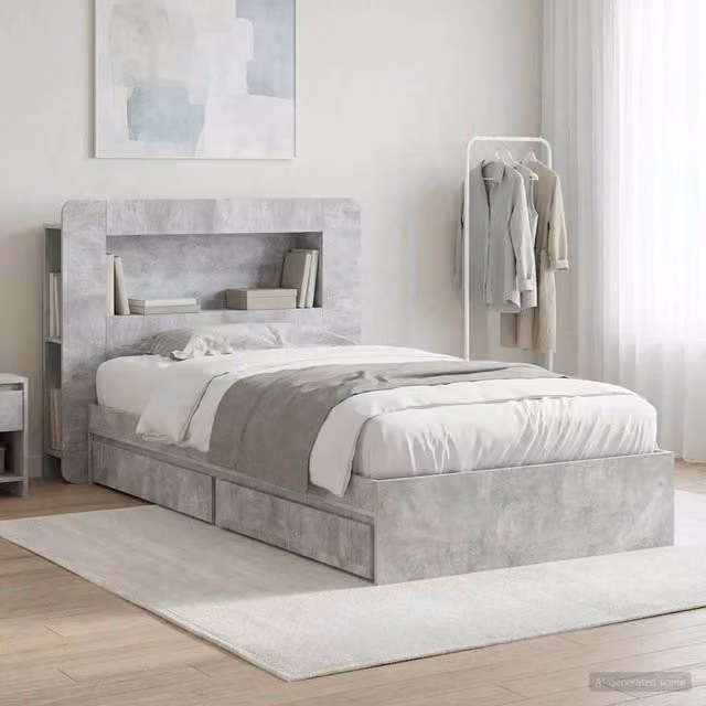 Telaio del letto con storage Grigio Cemento 90 x 190 cm 3433625