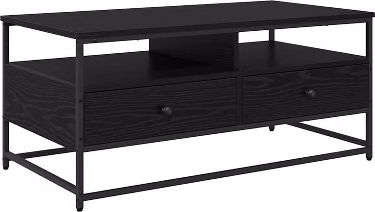 Tavolino da salotto con cassetto Rovere Nero 100 x 51 x 45 cm