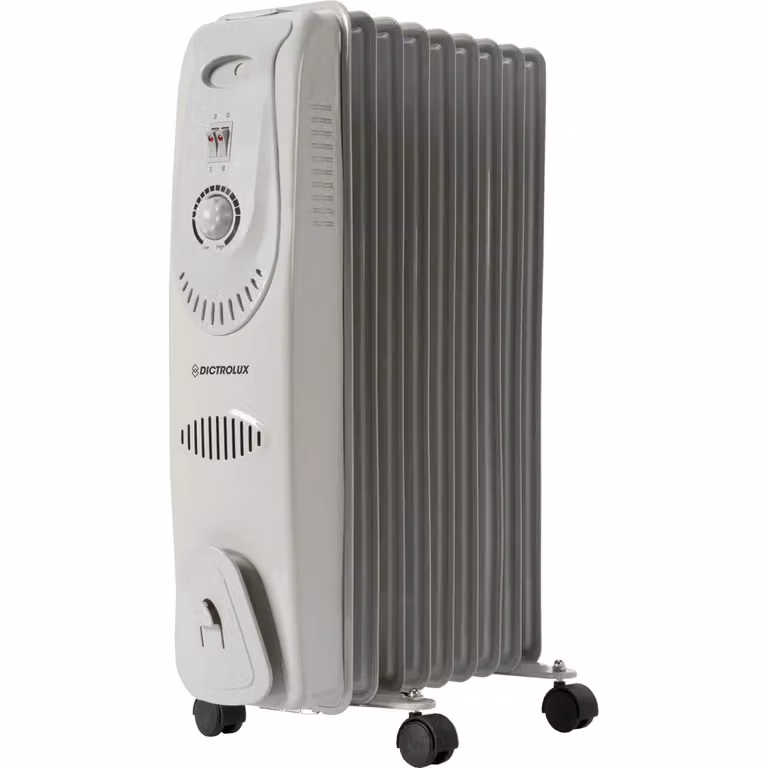 Radiatore ad olio DICTROLUX da 9 elementi, 2000W, bianco, con termostato e protezione da surriscaldamento, L/P/H: 62 x 39 x 39 cm