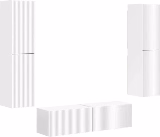 Set mobile TV 6 pz | Armadietto TV | Mobile Porta TV Bianco Legno multistrato