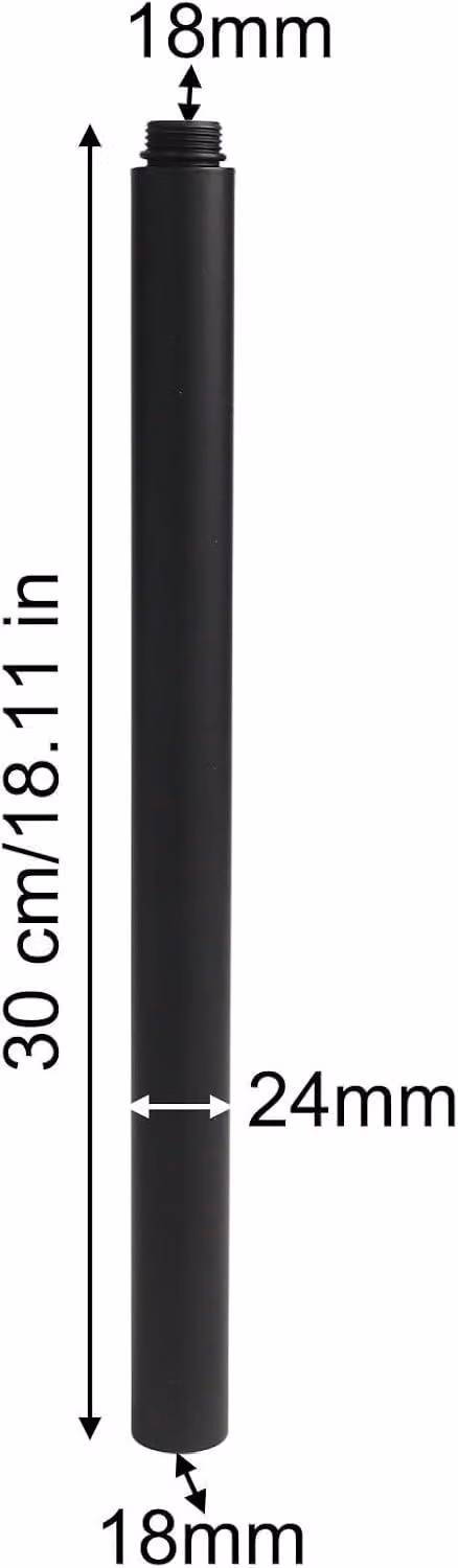 Sistema doccia - Prolunga - 30 cm - Acciaio inossidabile - Tubo di prolunga per doccia - Bagno - Estensione per soffione doccia - Cromato (nero)
