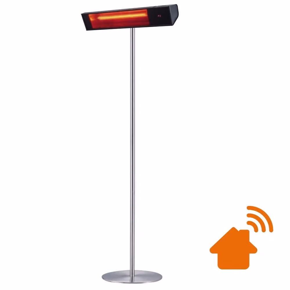 Radiatore a infrarossi Sined con piedistallo per esterno, tecnologia a onda corta da 2000W, controllo Wifi, colore nero, protezione IP65 – 2