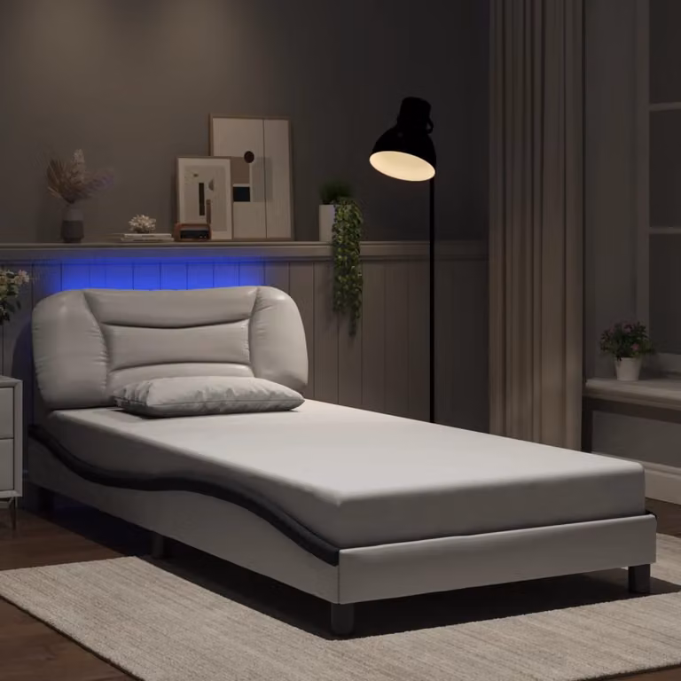 vidaXL Giroletto Hvar con LED e porta USB, Bianco e Nero, L/P/H: 100 x 200 cm