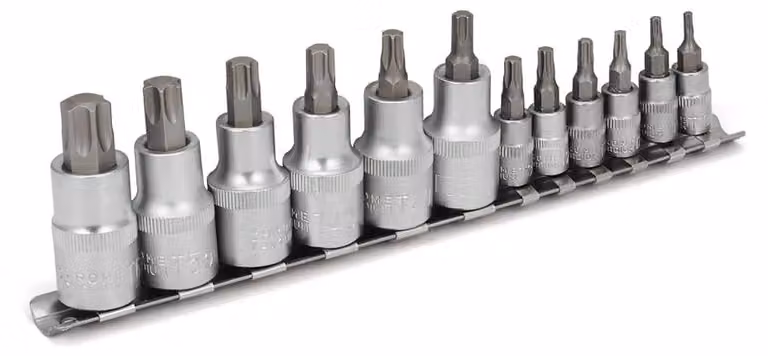 Set di 12 chiavi a T con inserti Torx - Acciaio CRV e S2