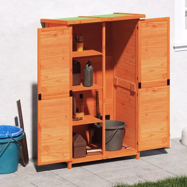 Rimessa da giardino rustica vidaXL in legno di pino marrone L: 83 cm, P: 57 cm, H: 140 cm