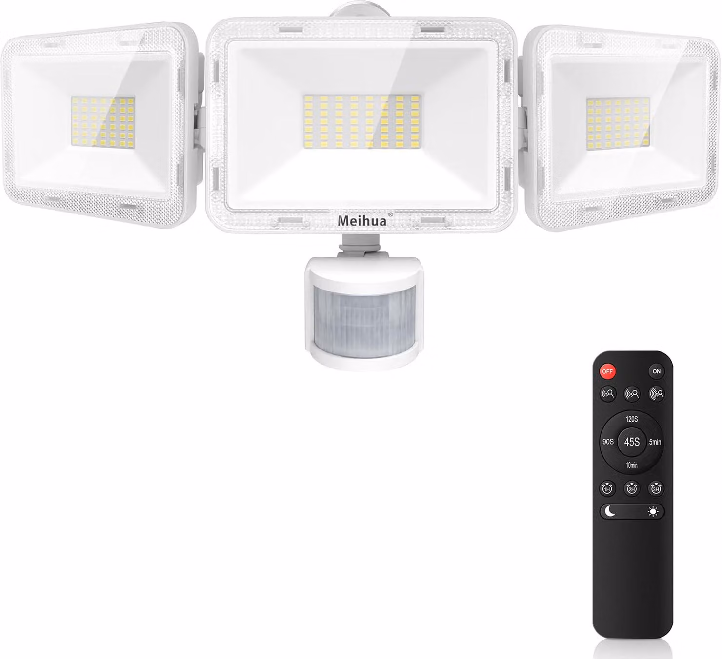 Faretto LED da 70W, a 3 luci, con sensore di movimento, 6580 lumen, grado di protezione IP66