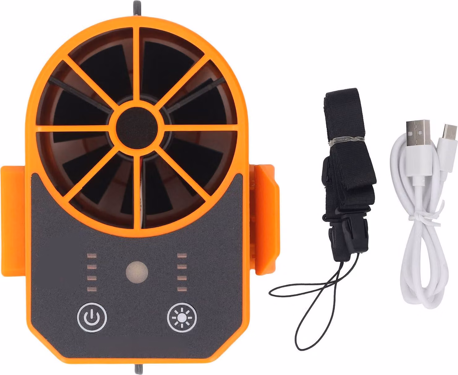 Ventilatore a vita 4 velocità regolabile USB ricaricabile cintura portatile con luce LED per esterno Orange 5000mah