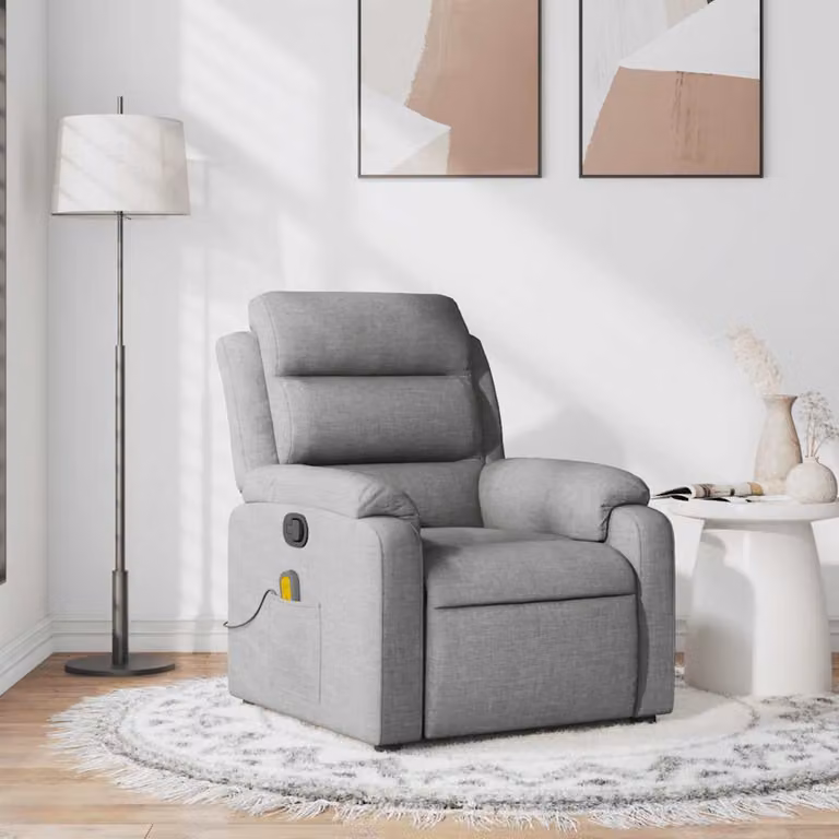 vidaXL Poltrona Relax Reclinabile Moderna in Tessuto Grigio con Braccioli