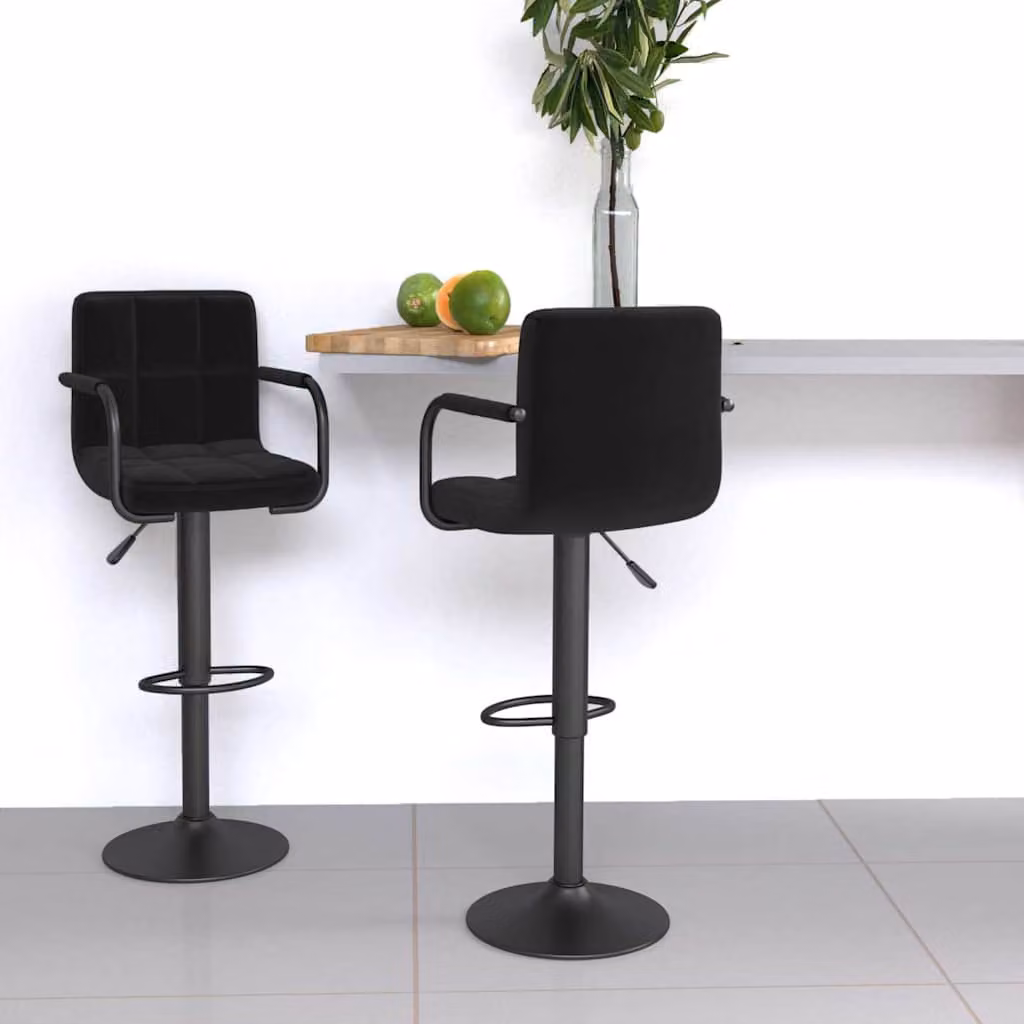 Set di 2 sgabelli da bar vidaXL neri in tessuto con seduta girevole a 360 gradi – 1