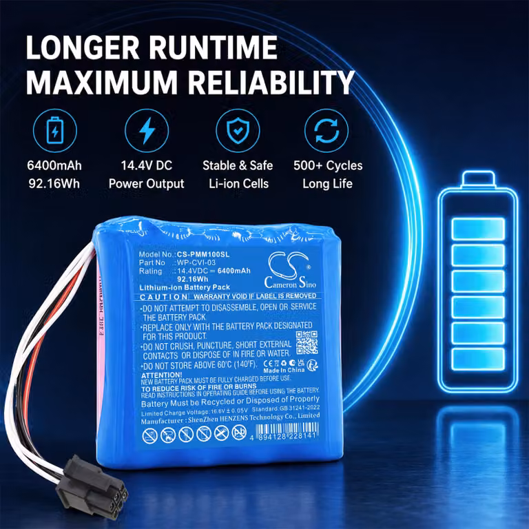 TECHTEK Batteria compatibile con [Particle Measuring Systems] AC100, AC100H, Minicapt 100 sostituisce WP-CVI-03
