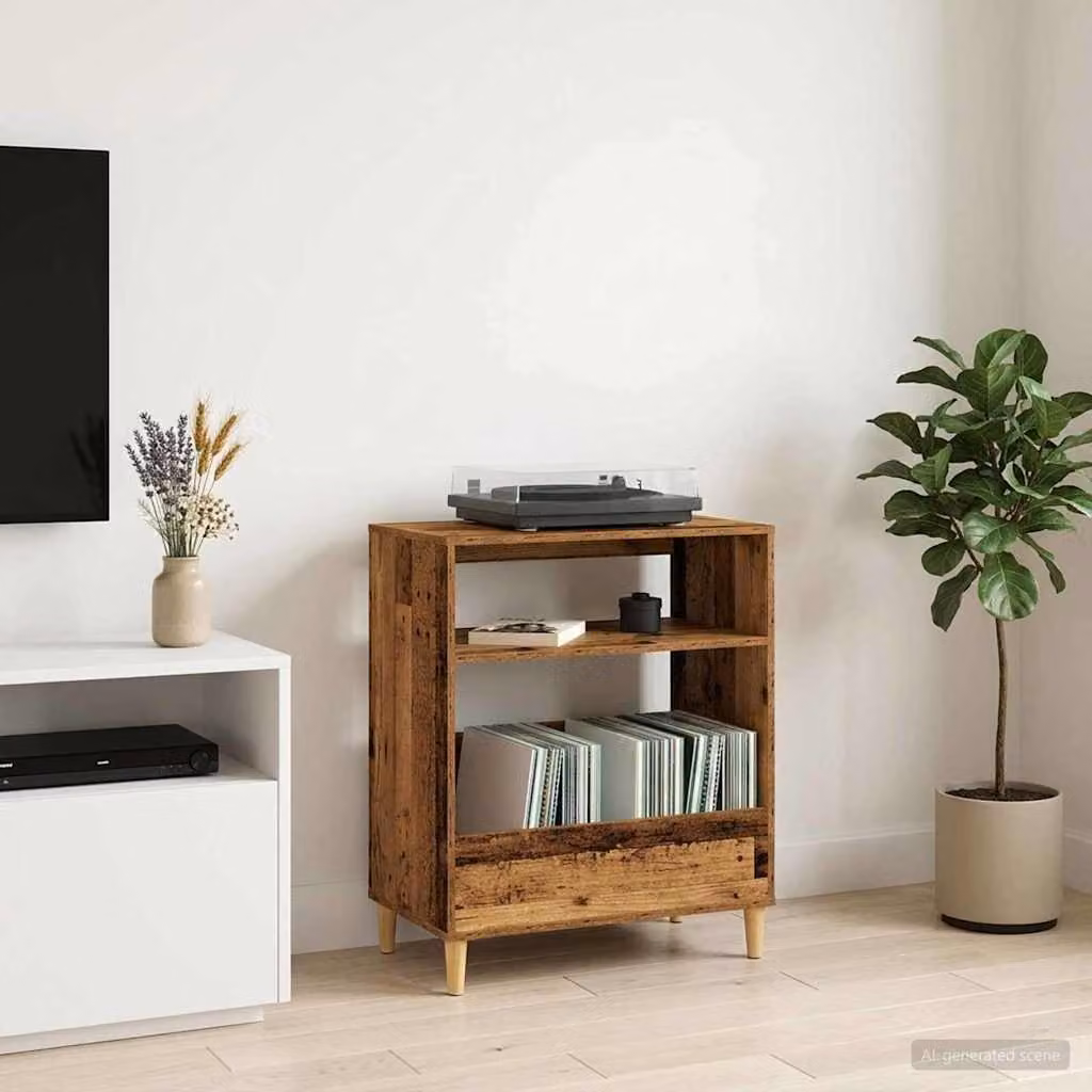 vidaXL Supporto per giradischi moderno in legno marrone L: 71 cm, P: 39,5 cm, H: 83 cm