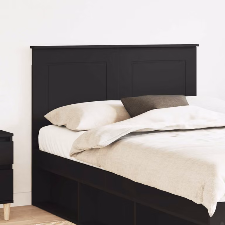 Testiera per letto vidaXL in legno ingegnerizzato nero, Larghezza: 100 cm, Altezza: 123 cm, Profondità: 7 cm