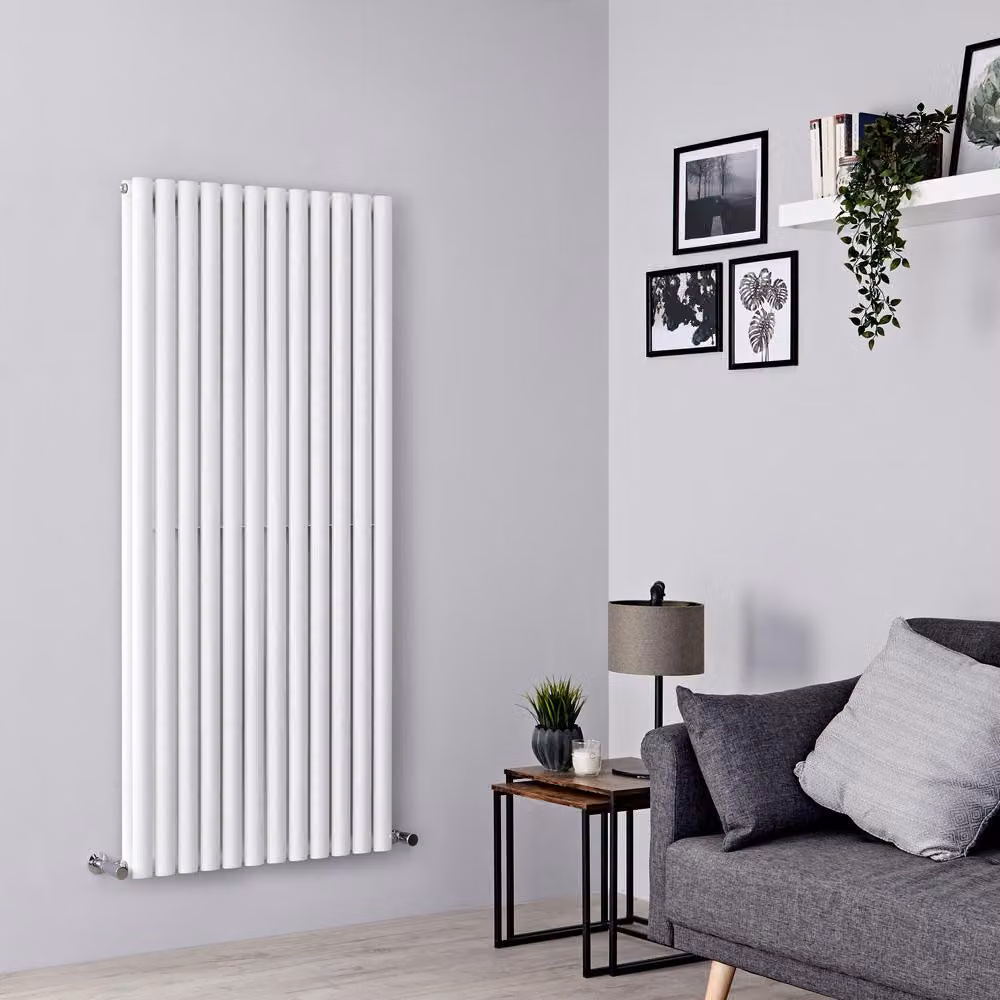 Radiatore Verticale Doppio di Design Bianco Colonne Ovali 1940W Termosifone - Design