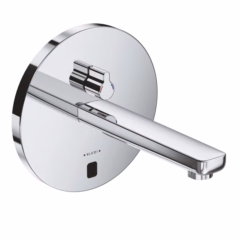 KLUDI ZENTA SL E Robinetterie de lavabo électronique, saillie 190mm, rosace ronde, 5 l/min, alimentation électrique ou par pile, chrome, 3850105, 3850105