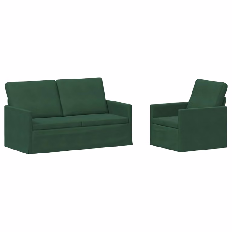 Set di 2 divani moderni vidaXL in tessuto cord e struttura in metallo, colore verde