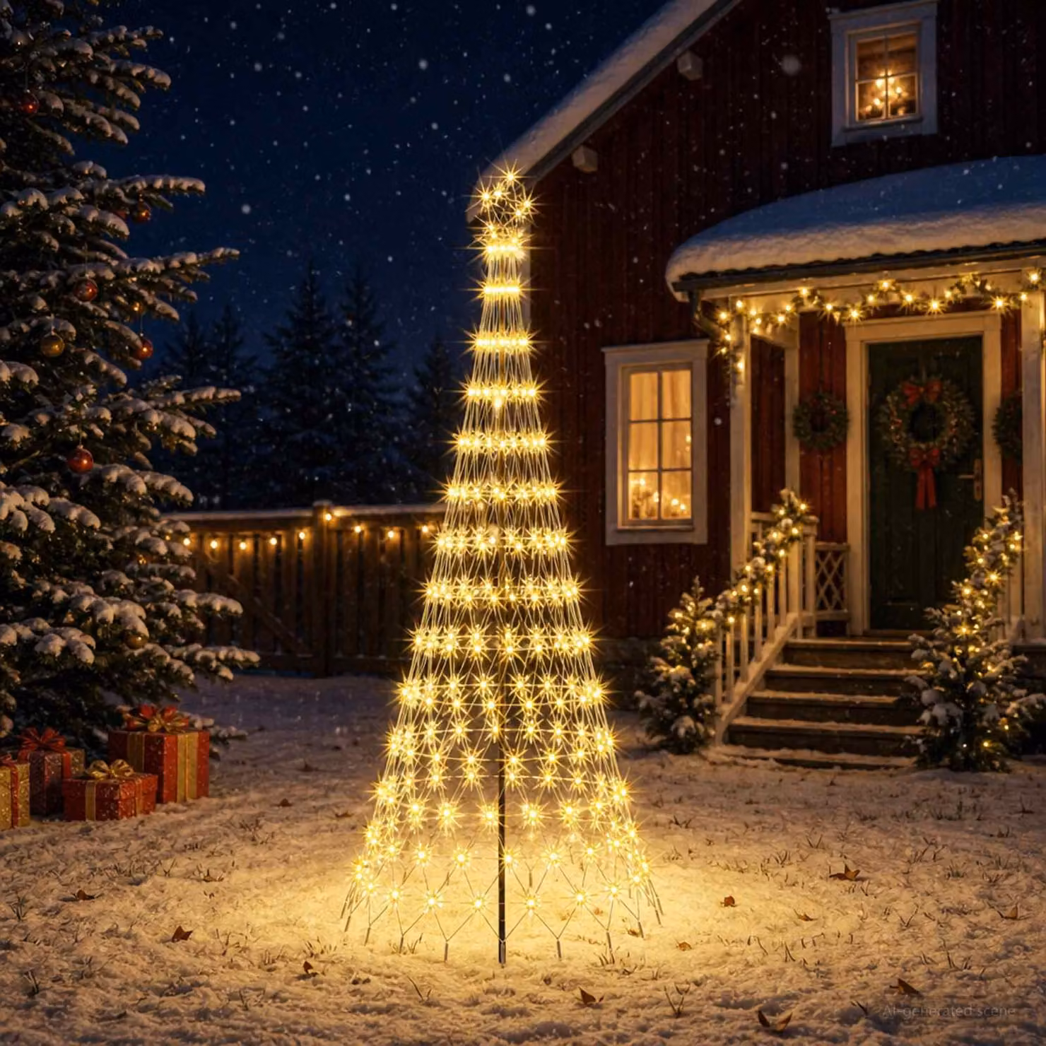 vidaXL Albero di Natale LED 250 cm 290 LED Bianco caldo Ferro Nero
