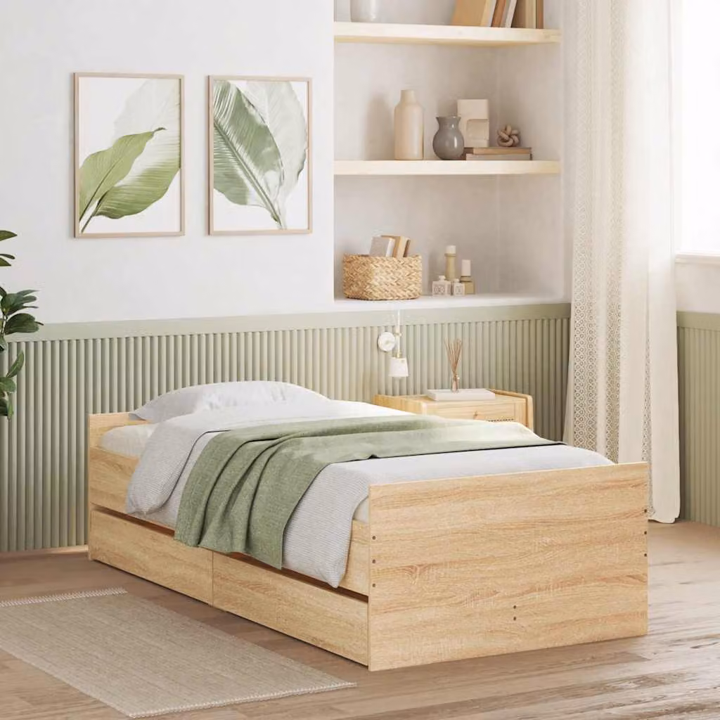 vidaXL Giroletto con Cassetti in Rovere Sonoma, L/P/H: 200 x 100 x 50 cm