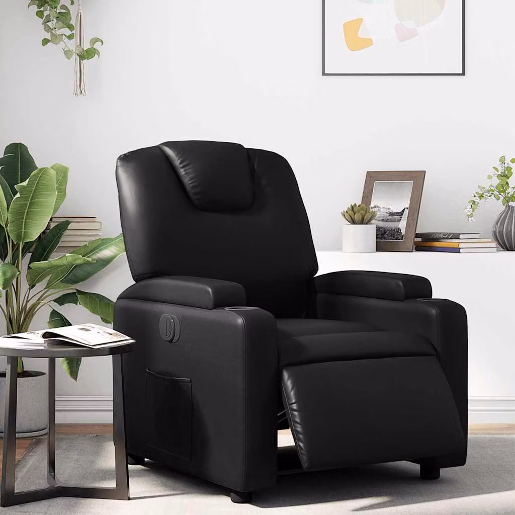 vidaXL Poltrona Reclinabile Elettrica Nera in Similpelle con Braccioli e Design Moderno – 1