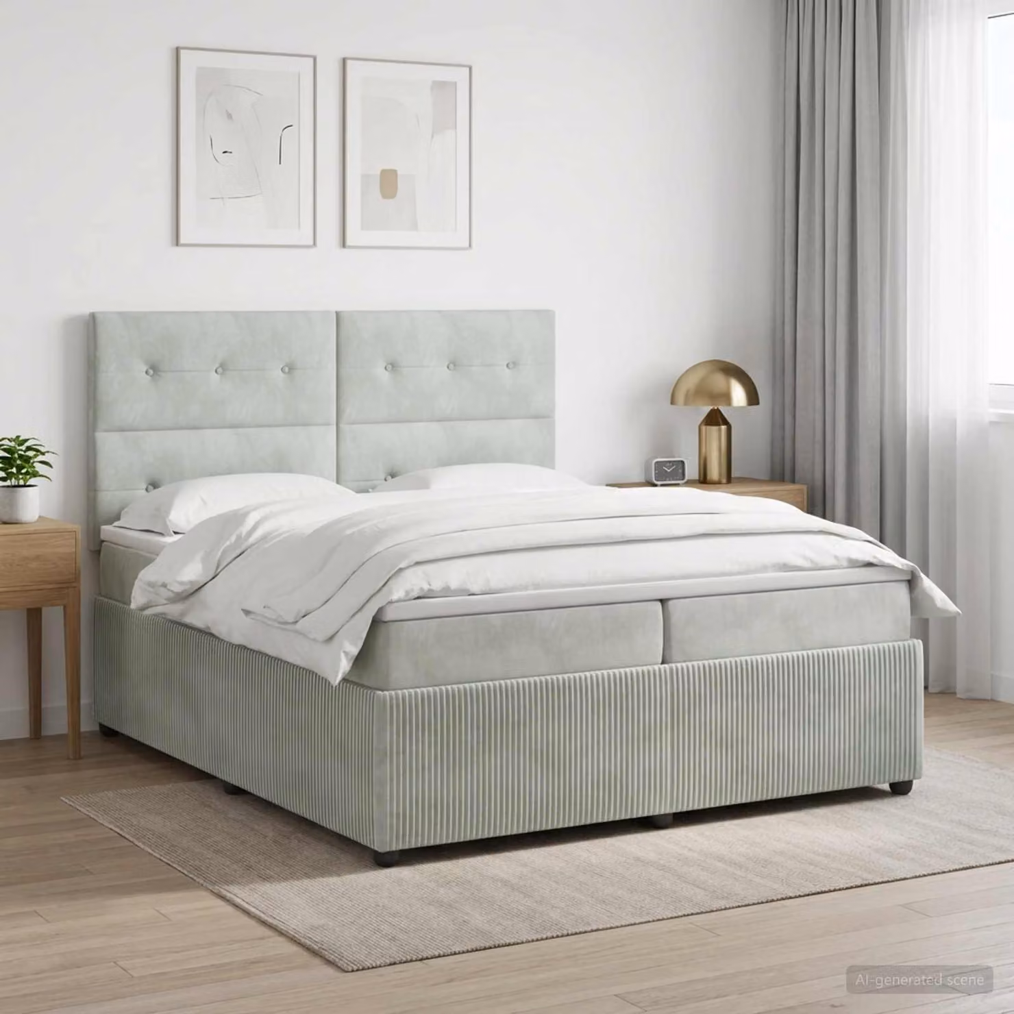 Maison Exclusive - Letto boxspring con materasso Grigio chiaro 200 x 200 cm Velluto