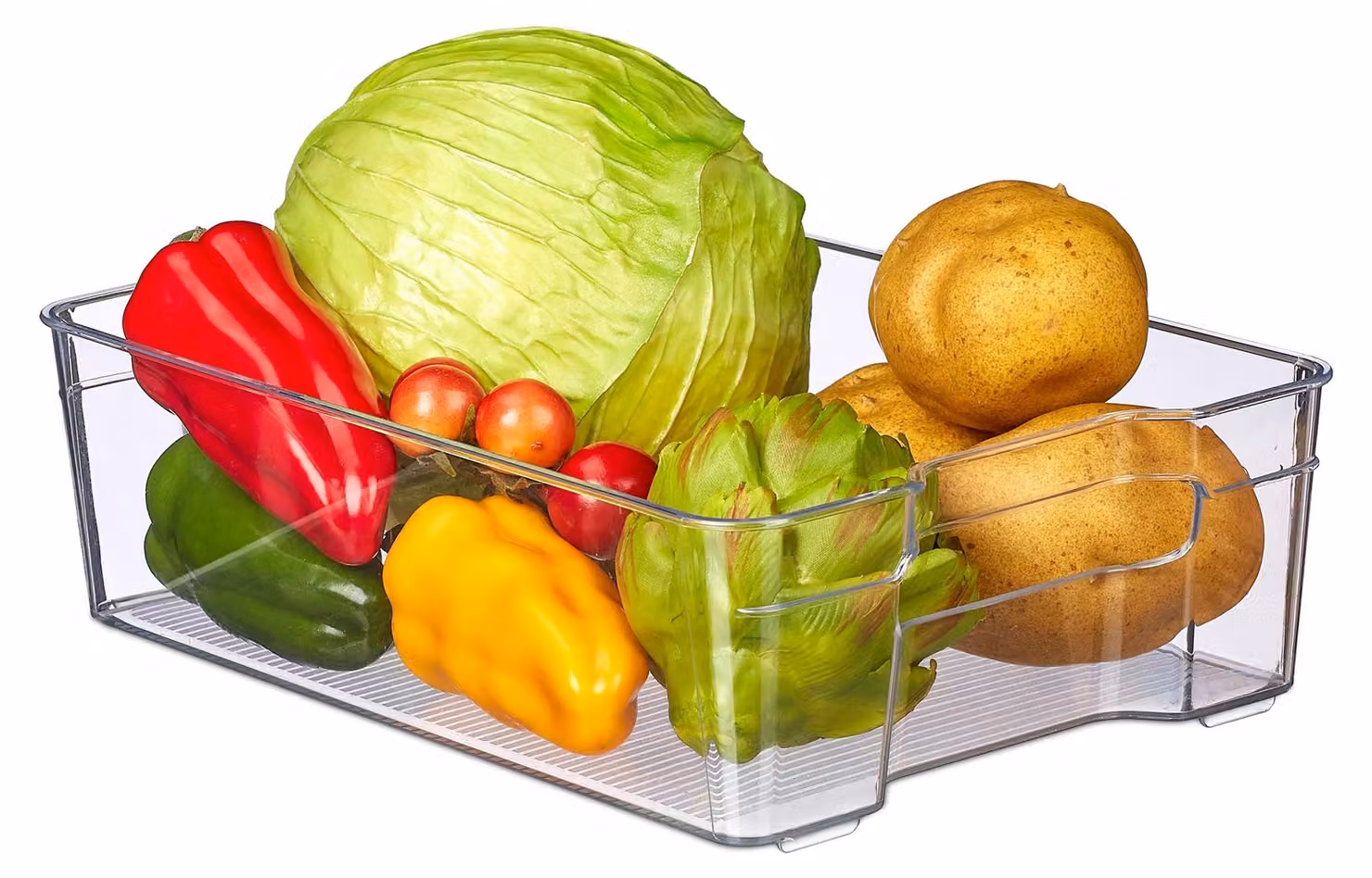 Omgoods - Organizzatore trasparente per frigorifero con maniglie, 9 x 21,5 x 32 cm