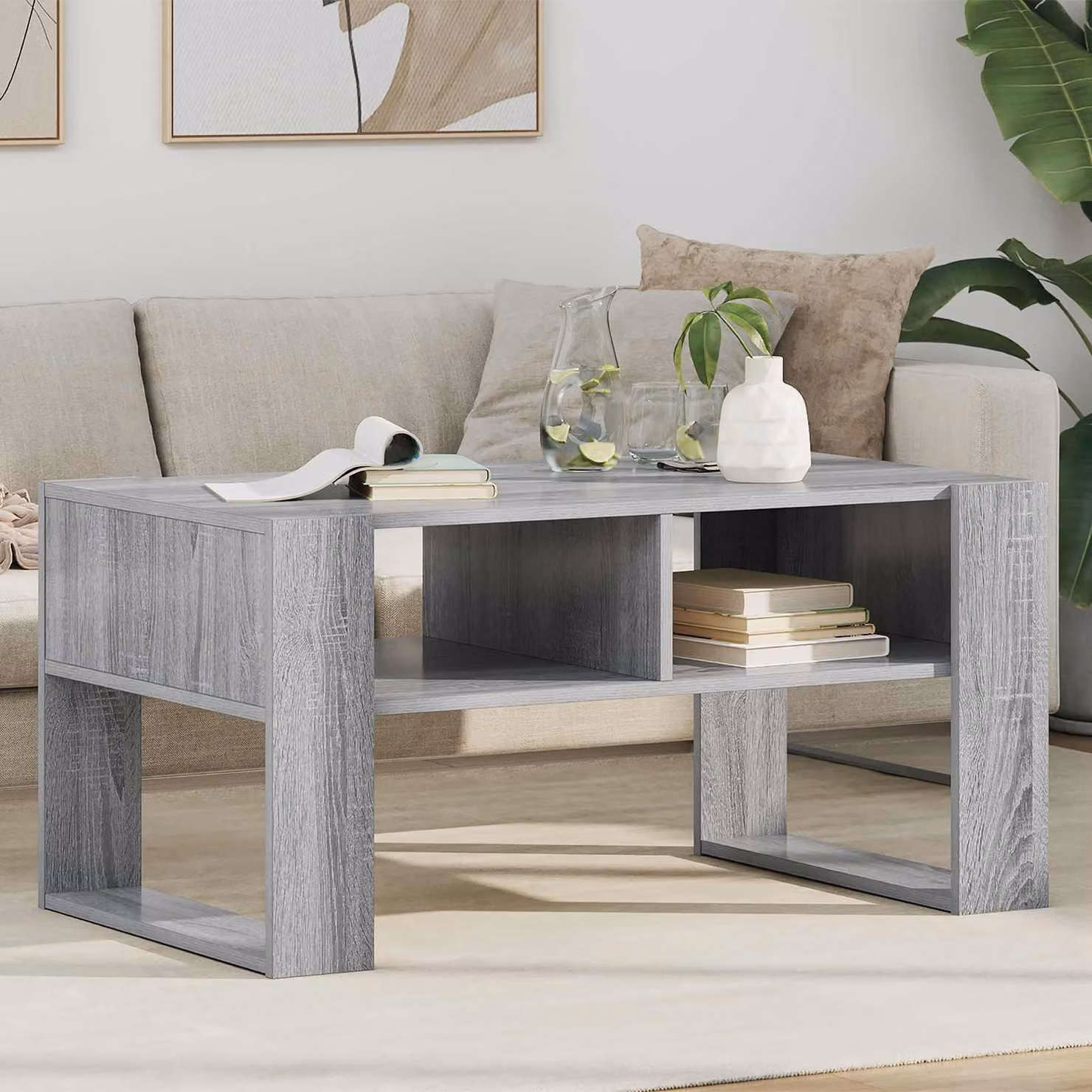 Maison Exclusive - Tavolino Sonoma grigio, 92 x 53 x 45 cm, realizzato in legno composito