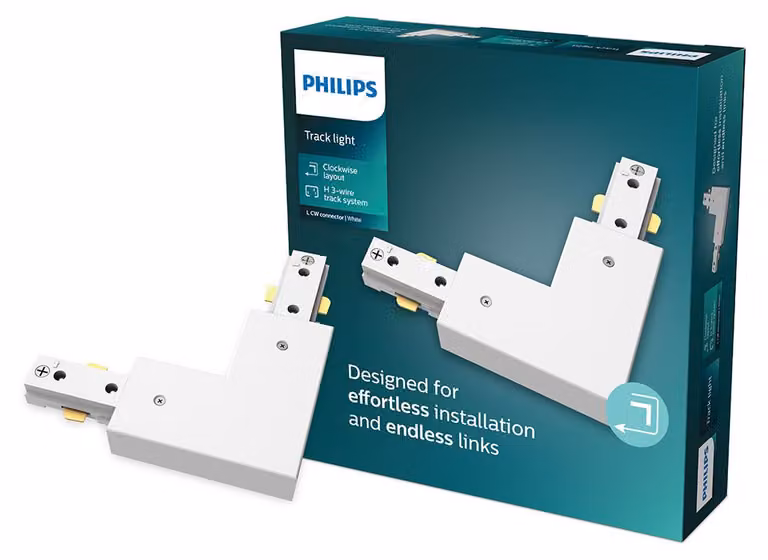 Connettore a morsetto Philips L, destro, per apparecchi a binario, 220-240 V, bianco