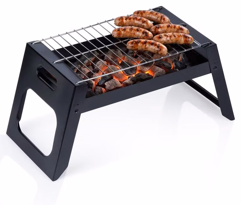 Vilde | Barbecue a carbonella pieghevole - 46x22x22 cm - Mini barbecue da campeggio - Griglia da picnic