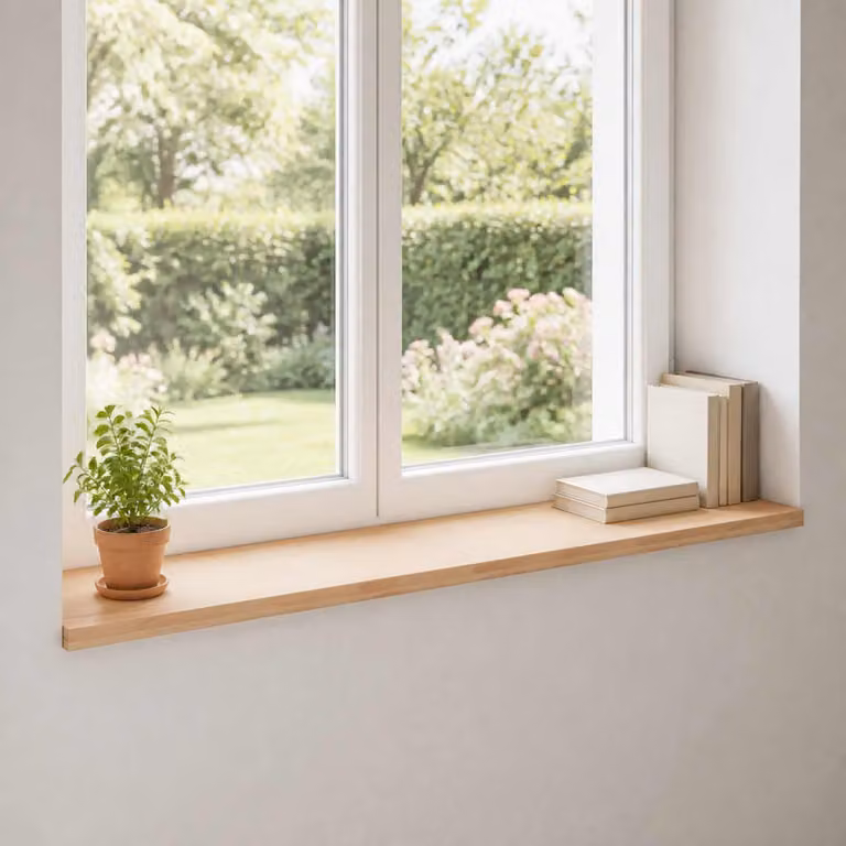 Set di 2 soglie per finestre vidaXL in legno di faggio, colore naturale, L 140 x P 40 x H 2 cm