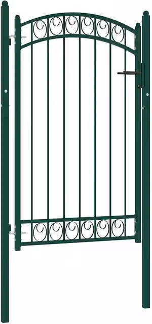Cancello singolo a battente vidaXL in acciaio verde, H: 106 cm, L: 100 cm – 1