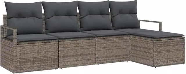 Set di divani 5 pz | Set Salotto da Giardino Grigio polyrattan