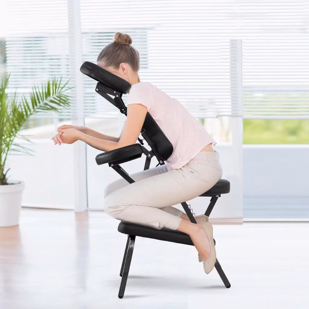 Sedia da massaggio pieghevole e leggera COSTWAY con altezza regolabile, poggiatesta e borsa da trasporto, colore nero – 2