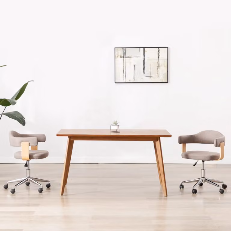 The Living Store Sedie da pranzo girevoli 2 pz. Bentwood e tessuto color taupe