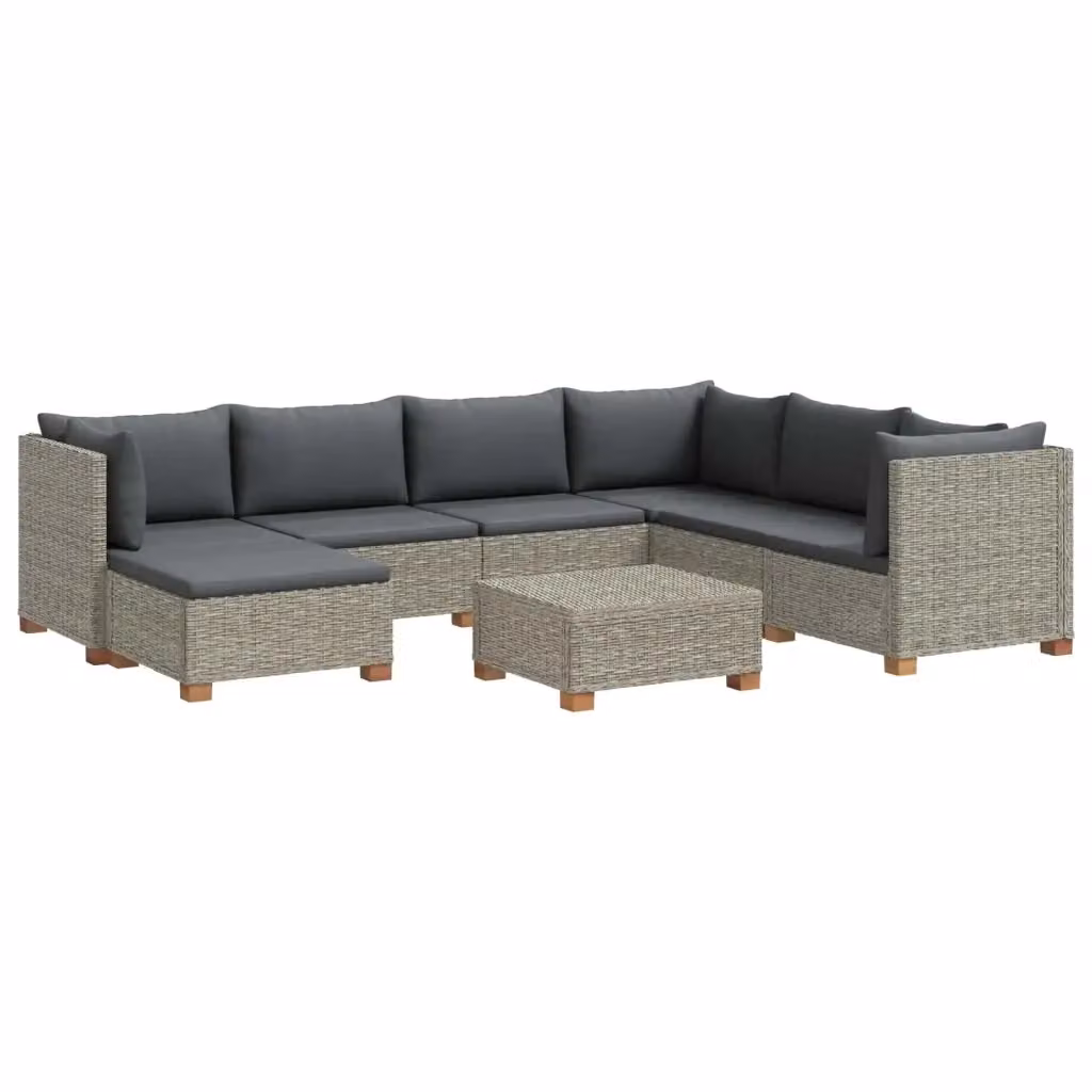 Set Lounge da Giardino vidaXL in Polyrattan con Cuscini Grigi e Tavolino, 8 Pezzi – 2