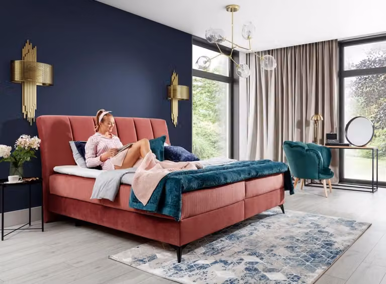 Bett Polster Design Luxus Doppel Hotel Betten Ehe Schlaf Zimmer Textil 180x200cm