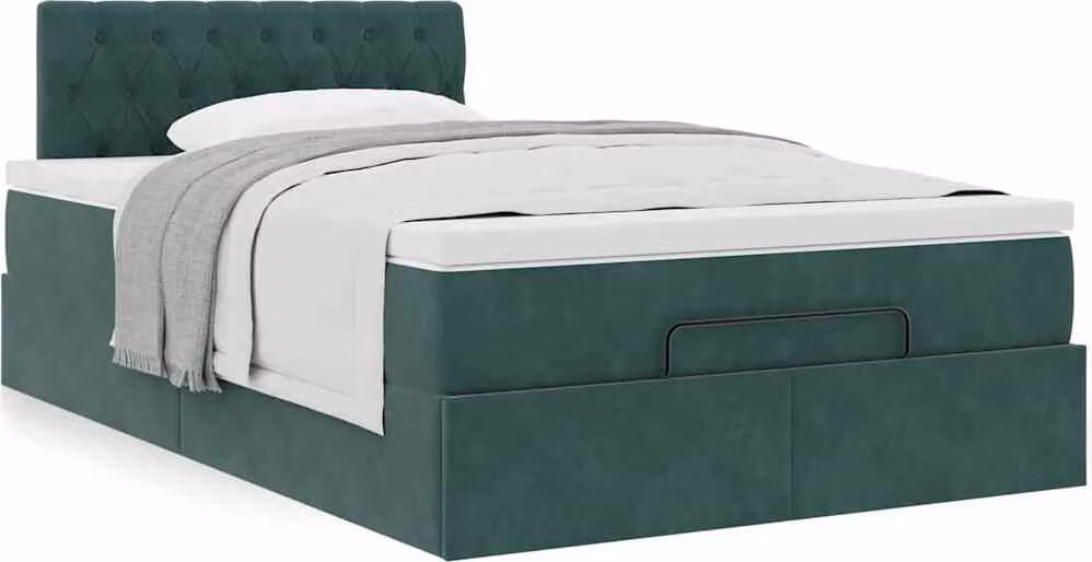 Maison Exclusive - Letto ottomano con materasso verde scuro 120x190 cm velluto