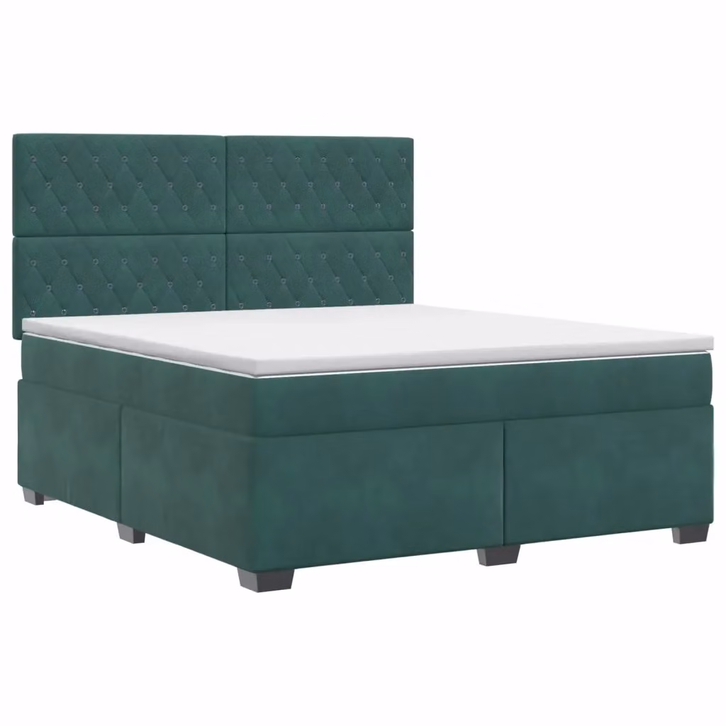 Letto box spring con materasso vidaXL in velluto verde e bianco con base a sollevamento L/P/H: 140 x 200 x 144 cm – 2