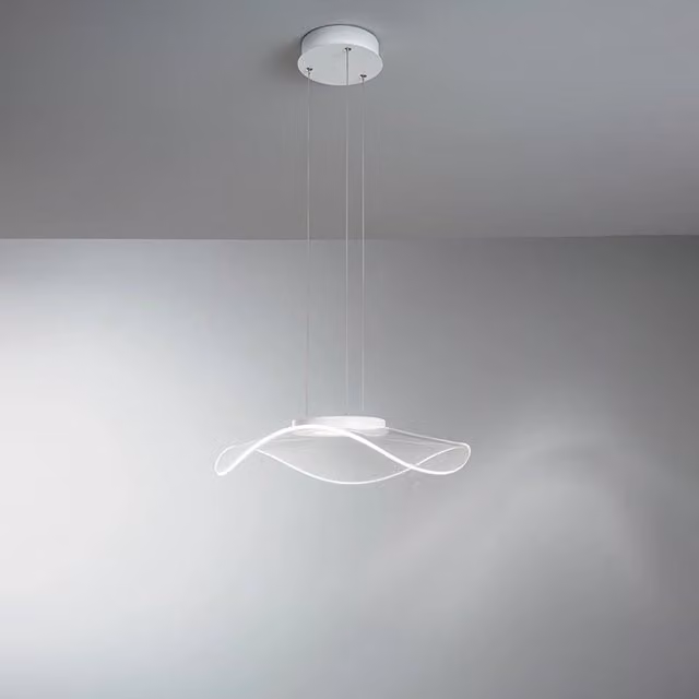 Sospensione Moderna Perenz Medusa in Metallo e Plastica Bianco e Trasparente con LED da 30W 3000K Luce Bianco Caldo